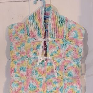 OOAK Hand-crafted infant sleep sack in pastel granny squares